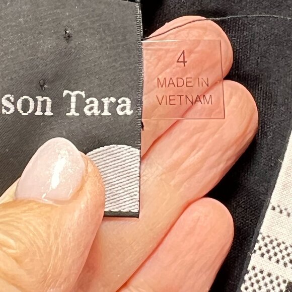 Maison Tara Plaid Tiered Dress Black White Lined Babydoll Back Zipper Short 4 - Picture 8 of 14